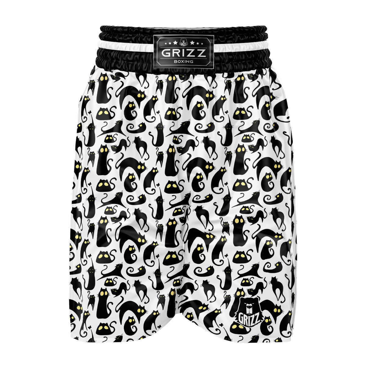 Big Eye Black Cat Halloween Print Pattern Boxing Shorts-grizzshop