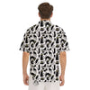 Big Eye Black Cat Halloween Print Pattern Men's Short Sleeve Shirts-grizzshop