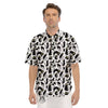 Big Eye Black Cat Halloween Print Pattern Men's Short Sleeve Shirts-grizzshop