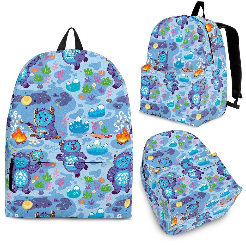 Bigfoot Blue Pattern Print Backpack-grizzshop