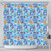 Bigfoot Blue Pattern Print Bathroom Shower Curtain-grizzshop