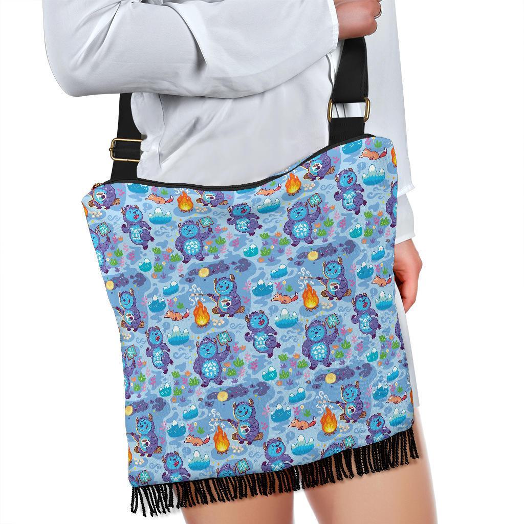 Bigfoot Blue Pattern Print Crossbody bags-grizzshop