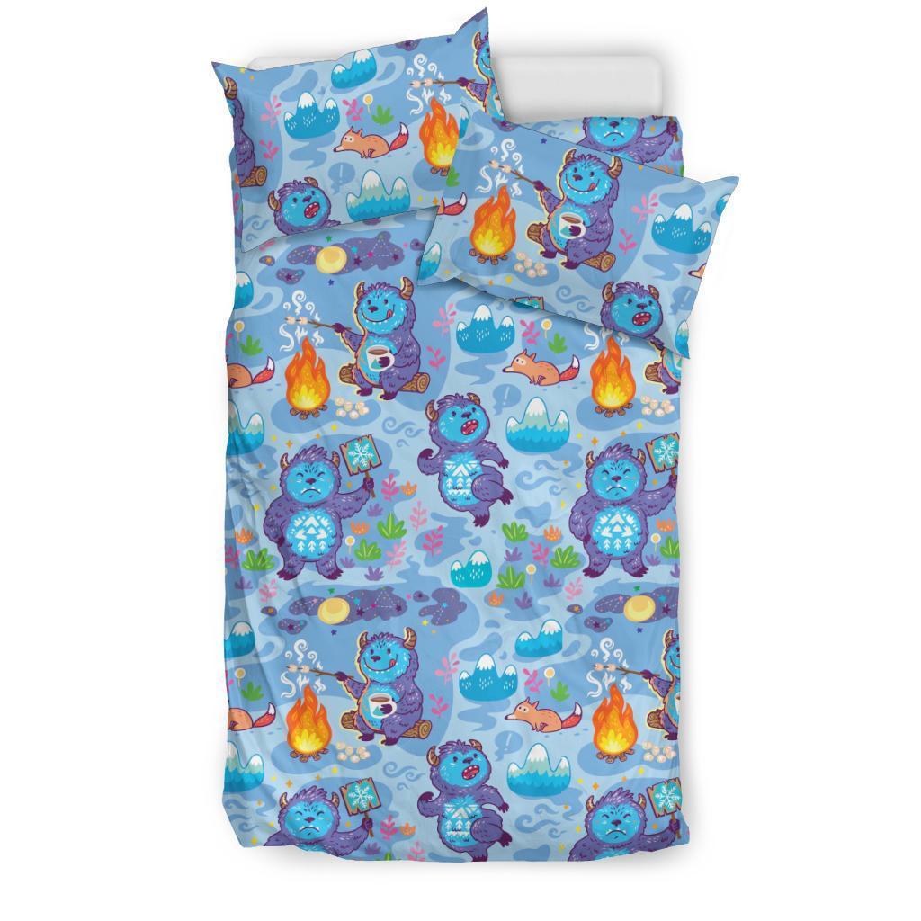Bigfoot Blue Pattern Print Duvet Cover Bedding Set-grizzshop