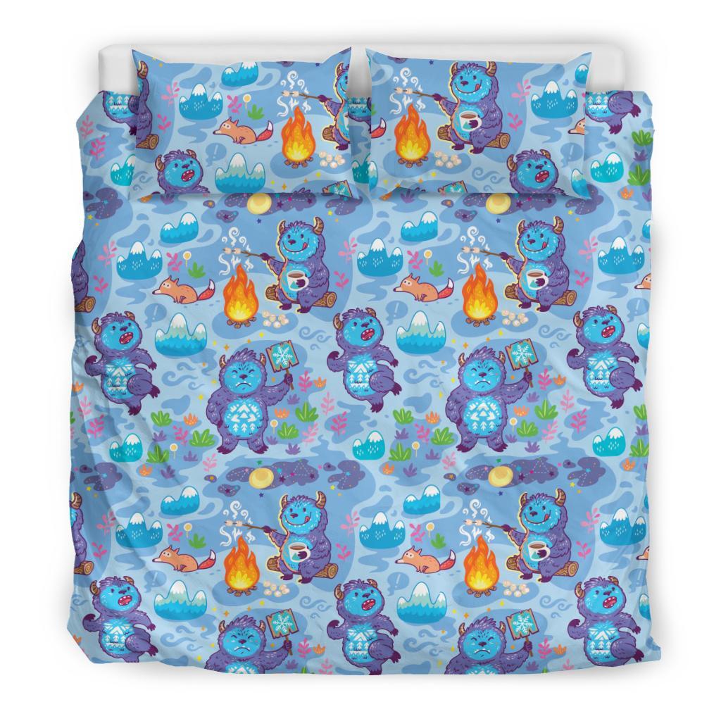 Bigfoot Blue Pattern Print Duvet Cover Bedding Set-grizzshop