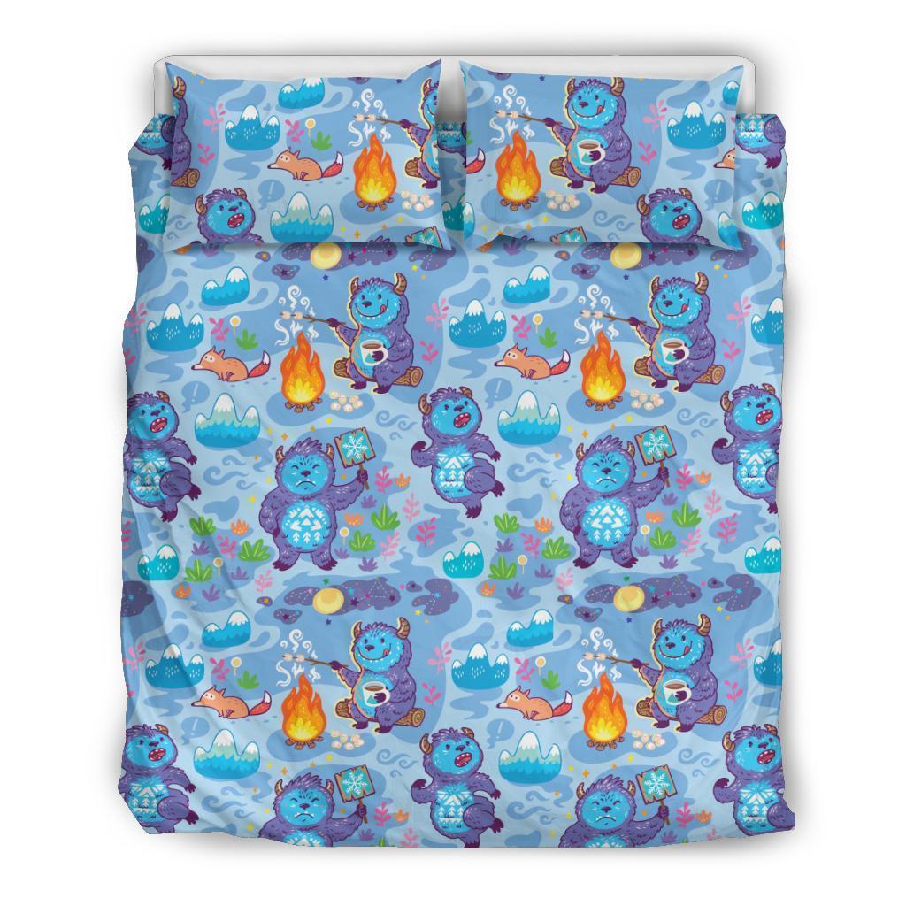 Bigfoot Blue Pattern Print Duvet Cover Bedding Set-grizzshop