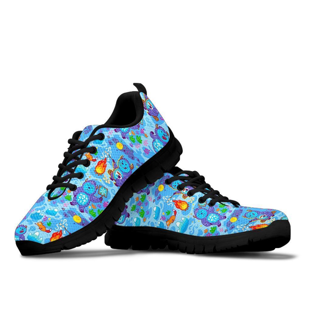 Bigfoot Blue Pattern Print Sneaker Shoes For Men Women-grizzshop