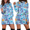 Bigfoot Blue Pattern Print Women Hoodie Dress-grizzshop