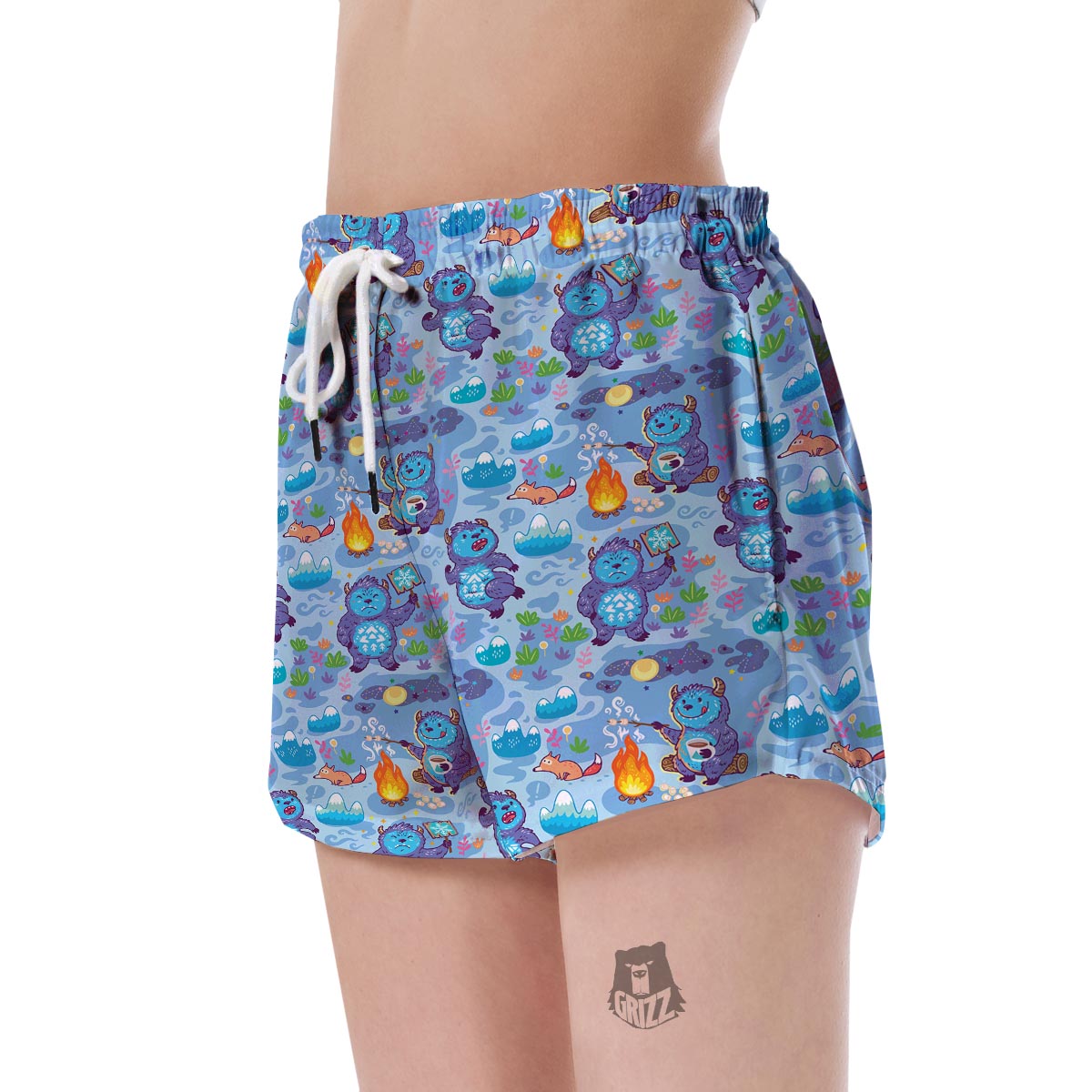 Bigfoot Blue Pattern Print Women's Shorts-grizzshop