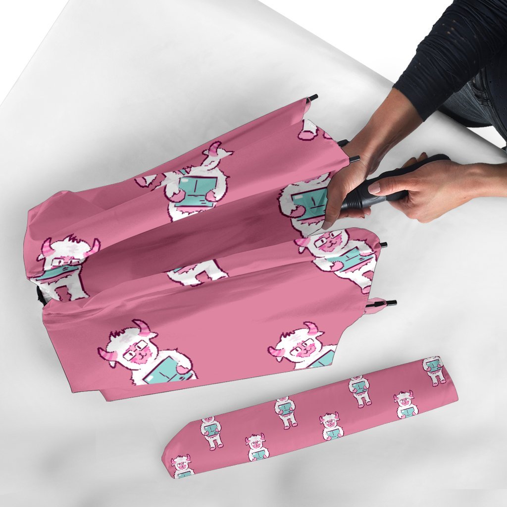 Bigfoot Pattern Print Automatic Foldable Umbrella-grizzshop