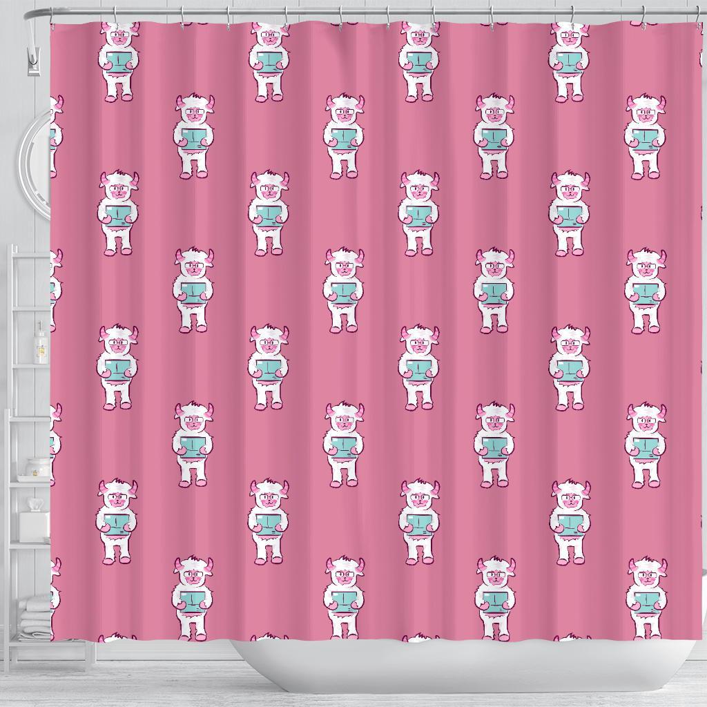 Bigfoot Pattern Print Bathroom Shower Curtain-grizzshop