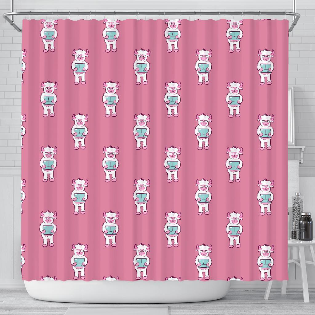 Bigfoot Pattern Print Bathroom Shower Curtain-grizzshop
