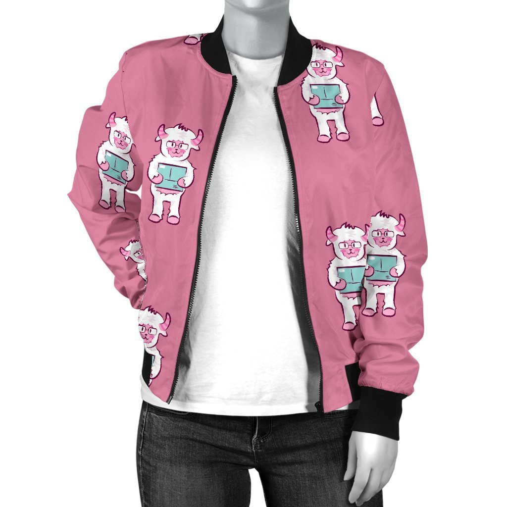 Bigfoot Pattern Print Women Casual Bomber Jacket-grizzshop