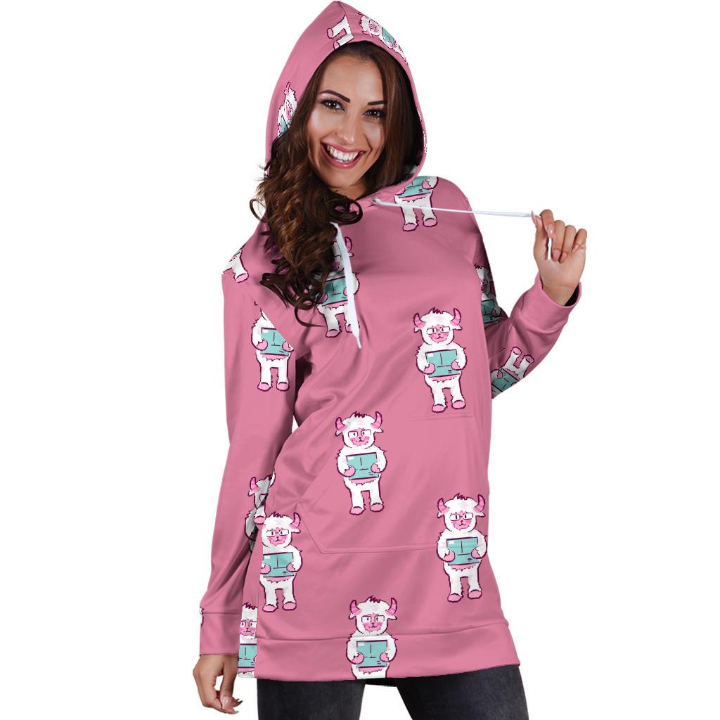 Bigfoot Pattern Print Women Hoodie Dress-grizzshop
