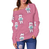 Bigfoot Pattern Print Women Off Shoulder Sweatshirt-grizzshop