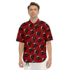 Biker Helmet Devil Print Pattern Men's Short Sleeve Shirts-grizzshop