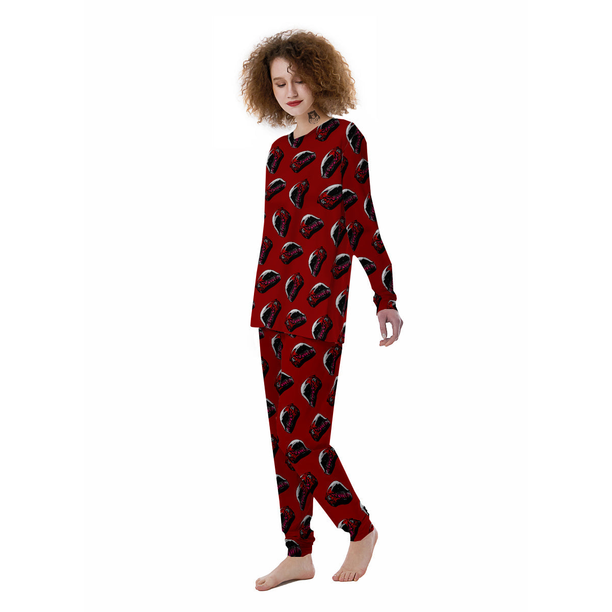 Biker Helmet Devil Print Pattern Women's Pajamas-grizzshop