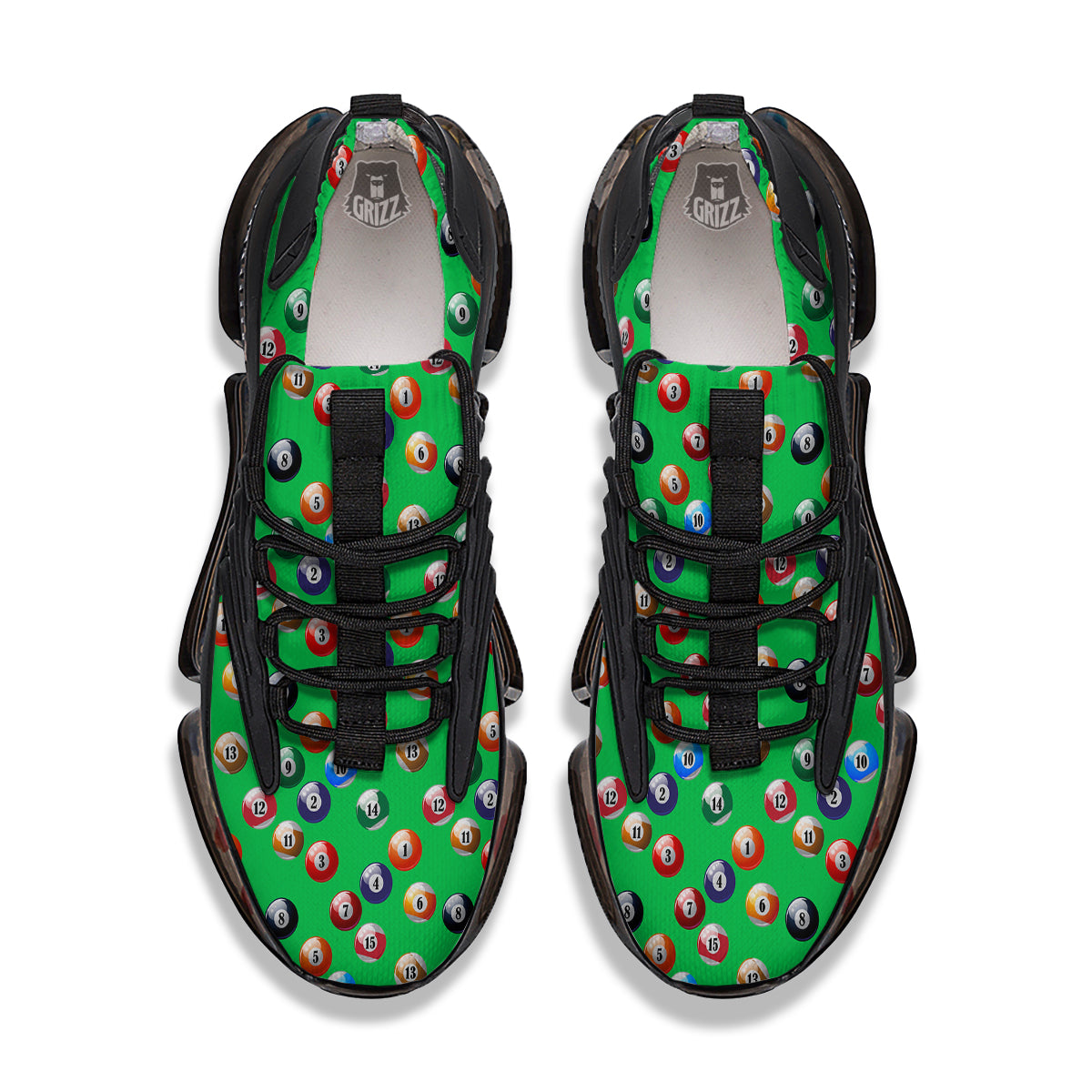 Billiard Ball Green Print Pattern Black Gym Shoes-grizzshop