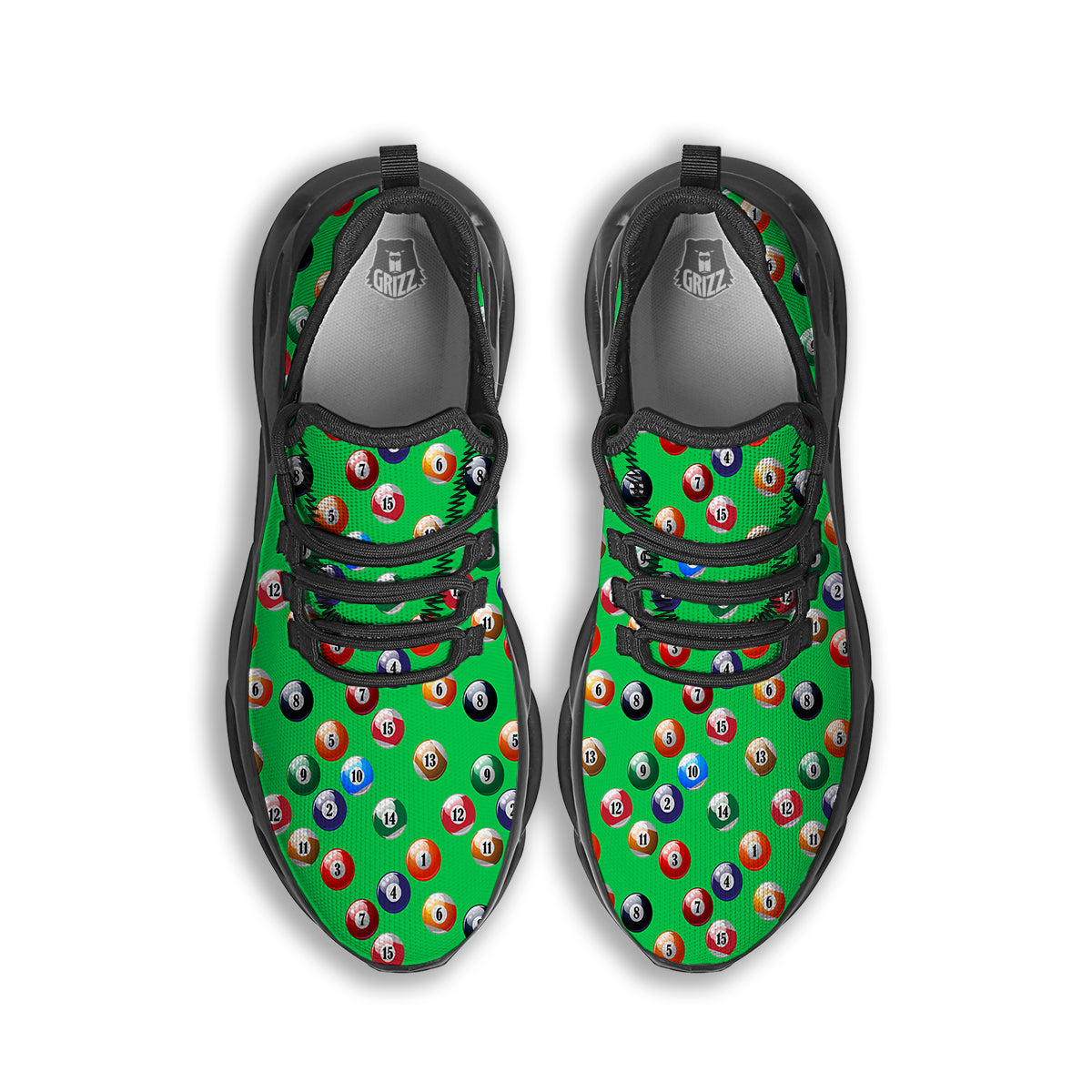 Billiard Ball Green Print Pattern Black Running Shoes-grizzshop