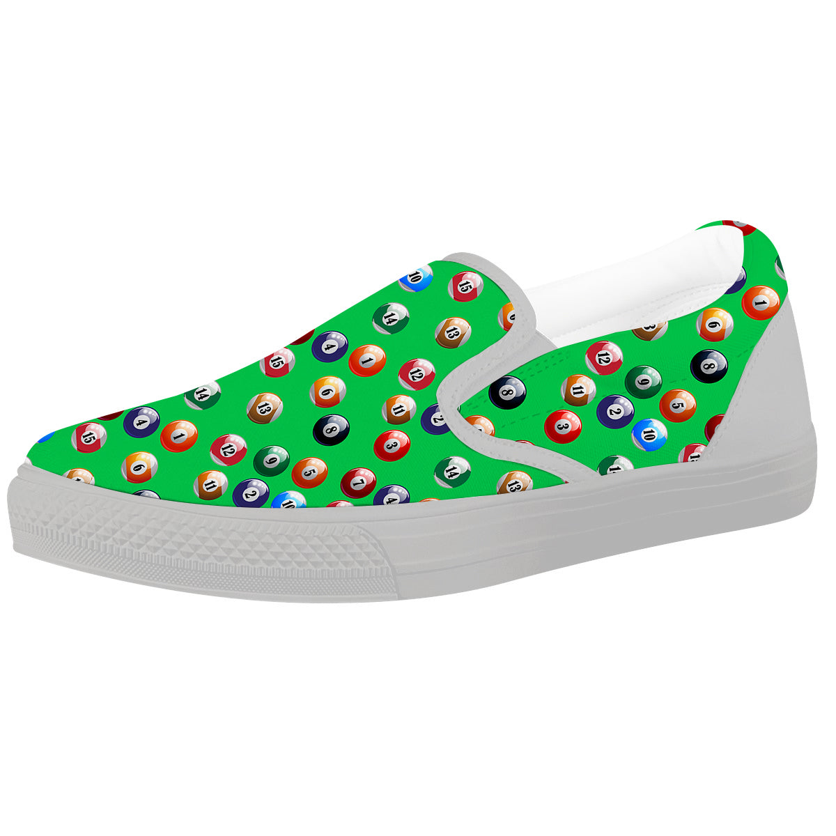 Billiard Ball Green Print Pattern White Slip On Shoes-grizzshop