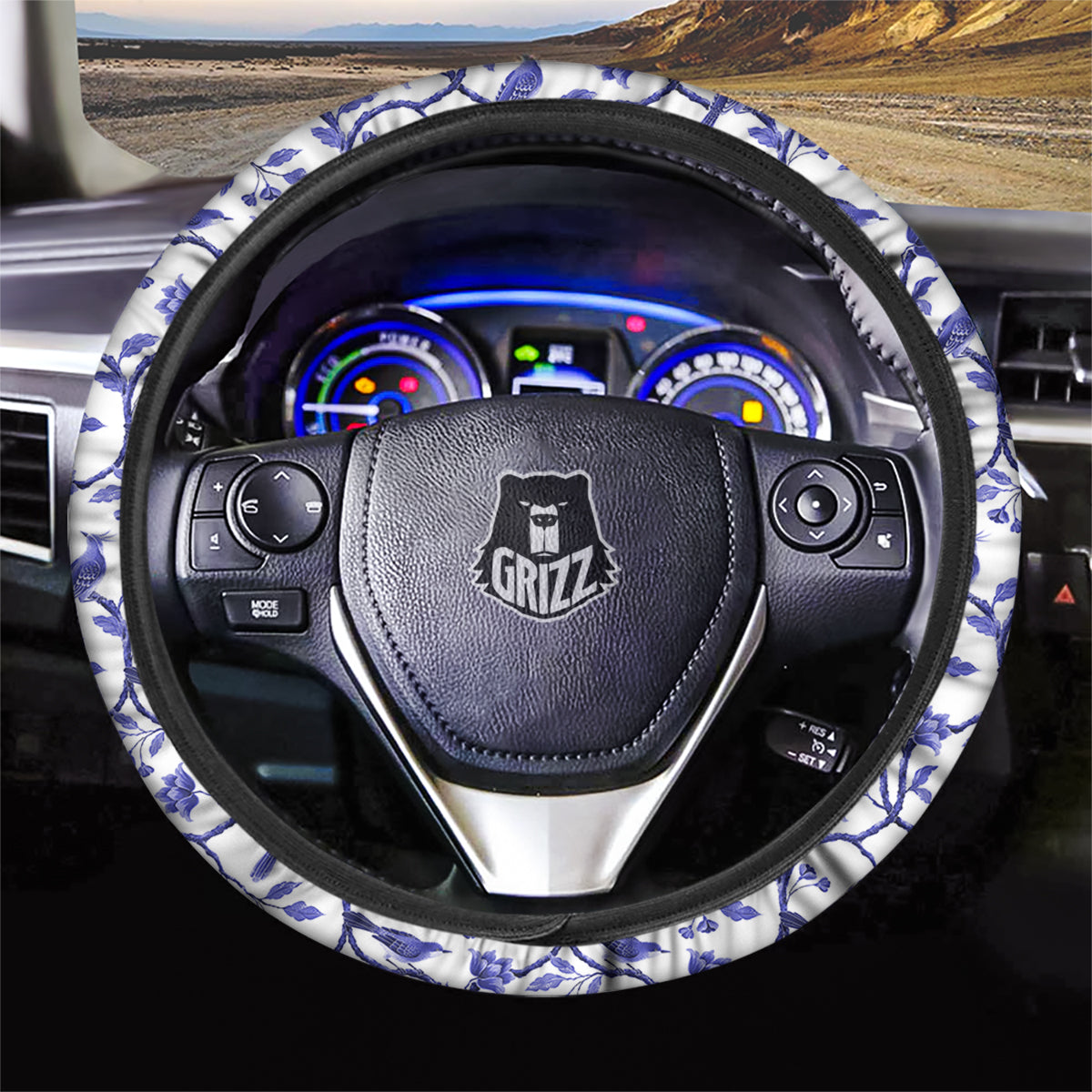 Bird Chinoiserie Print Pattern Car Steering Wheel Cover-grizzshop