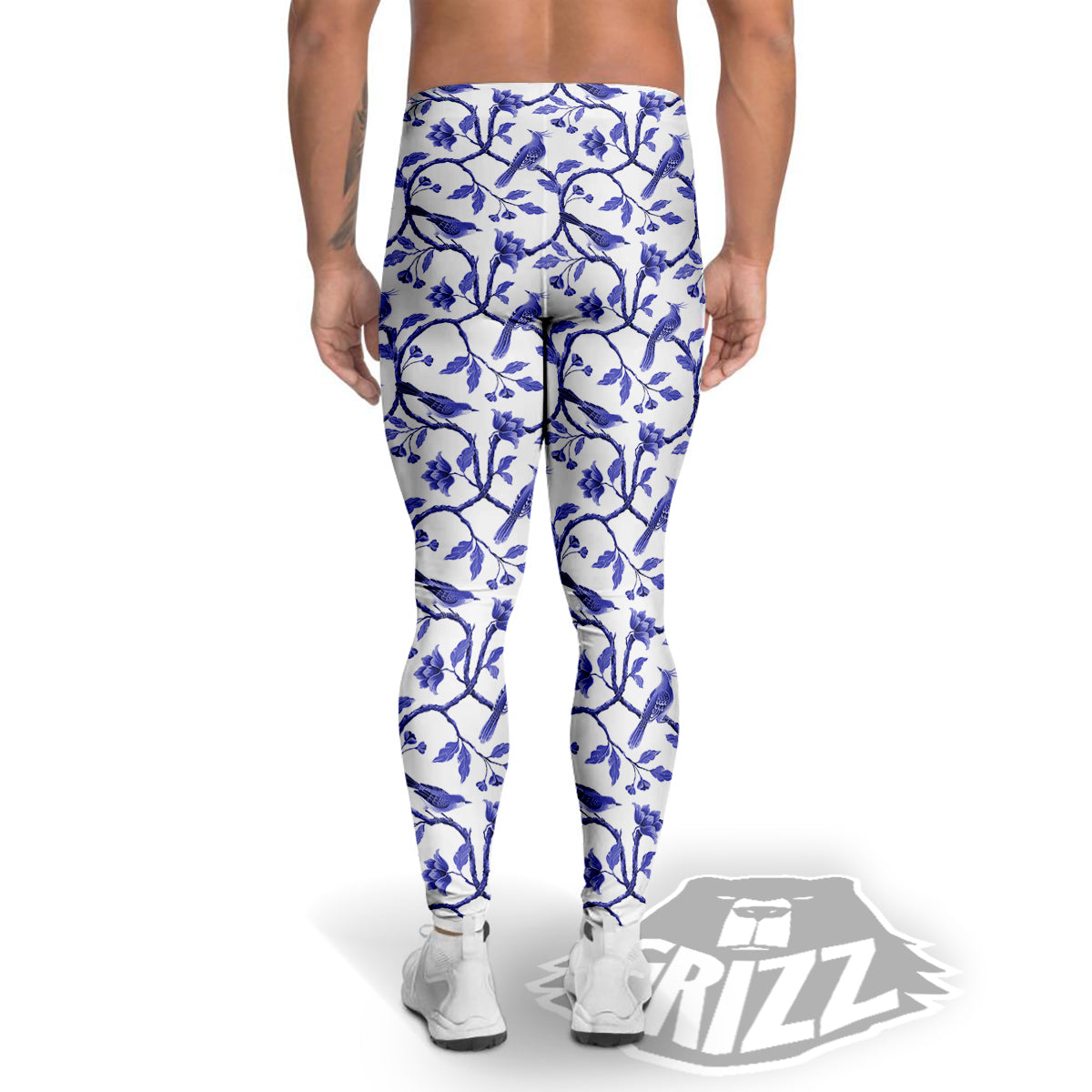 Bird Chinoiserie Print Pattern Men's Leggings-grizzshop