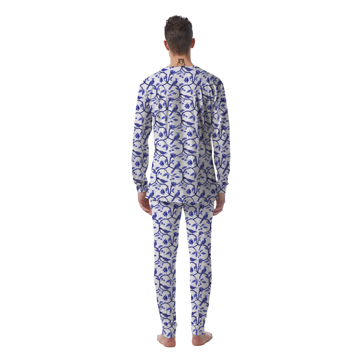 Bird Chinoiserie Print Pattern Men's Pajamas-grizzshop