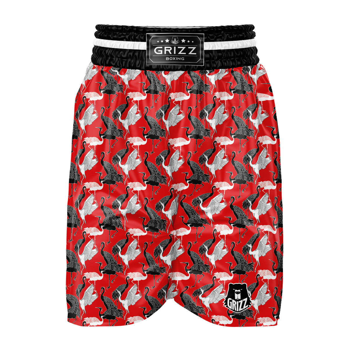 Bird Crane Print Pattern Boxing Shorts-grizzshop