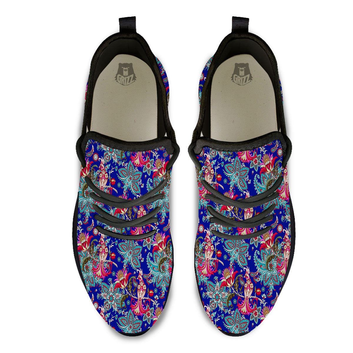 Bird Of Paradise Ethnic Print Pattern Black Athletic Shoes-grizzshop