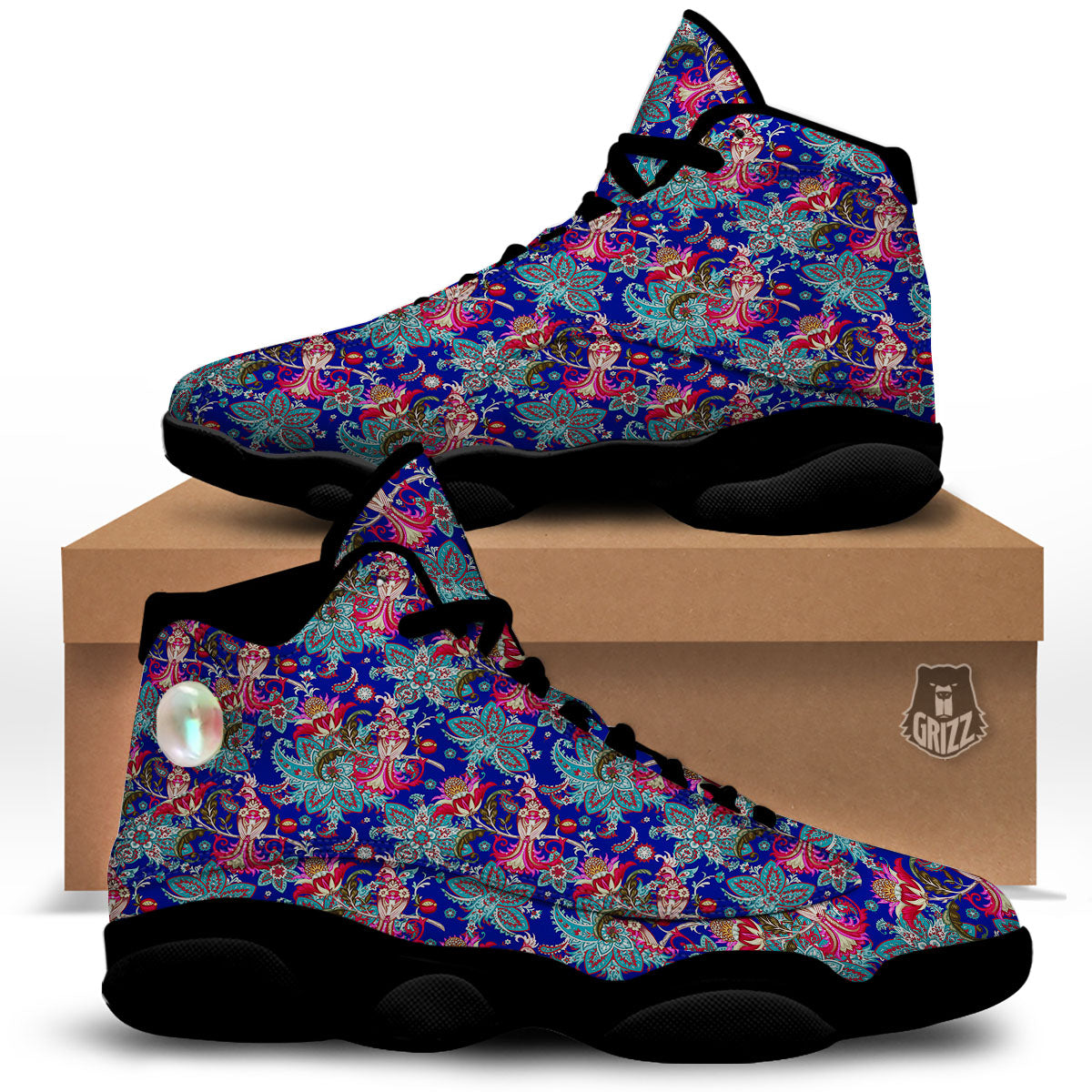 Bird Of Paradise Ethnic Print Pattern Black Basketball Shoes-grizzshop