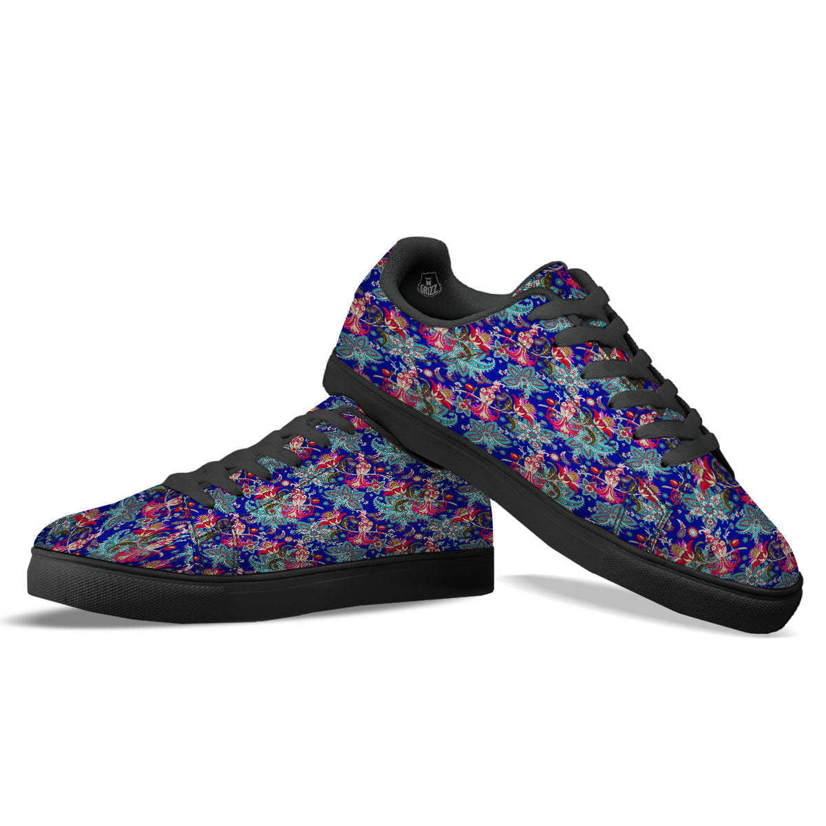 Bird Of Paradise Ethnic Print Pattern Black Low Top Sneakers-grizzshop