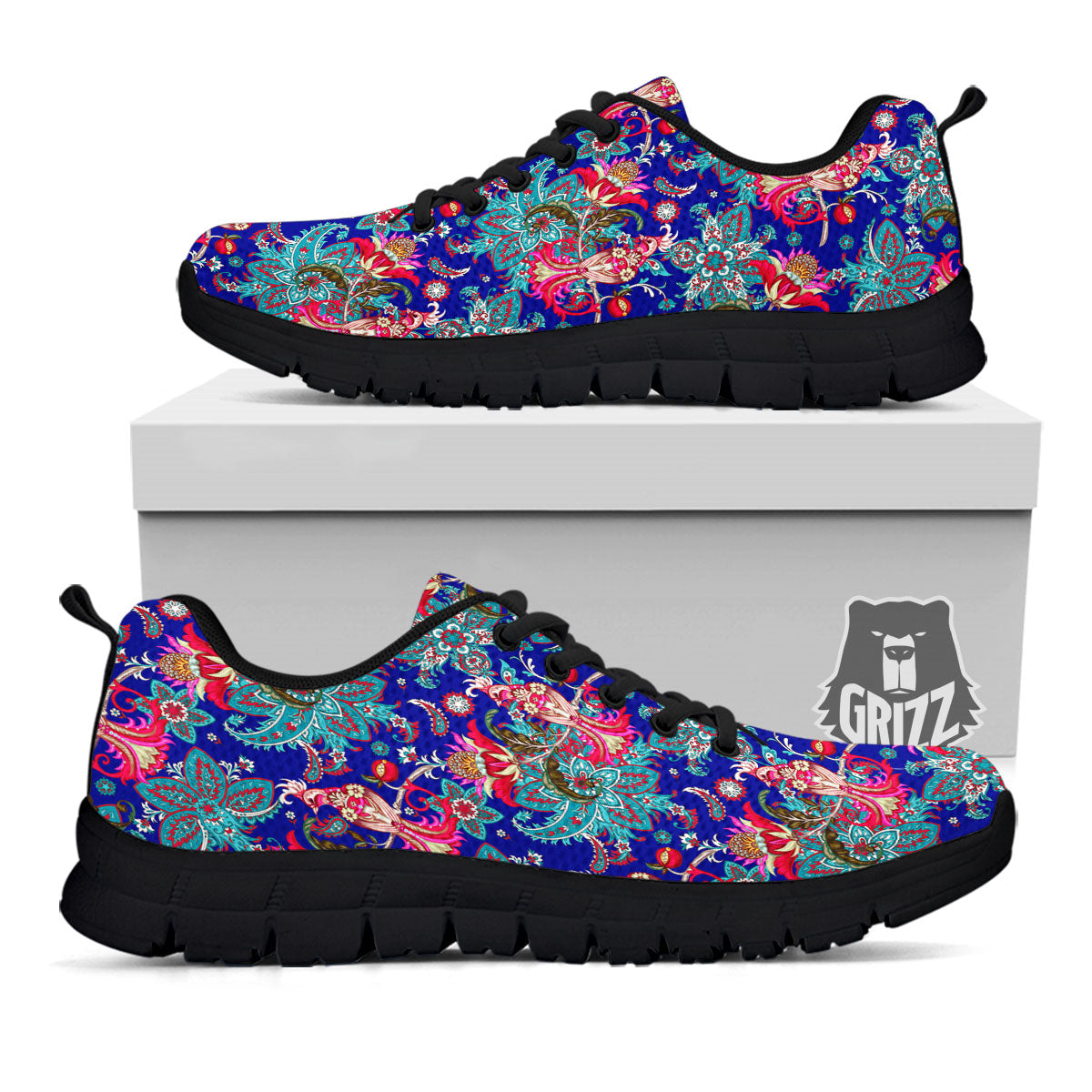 Bird Of Paradise Ethnic Print Pattern Black Sneaker-grizzshop