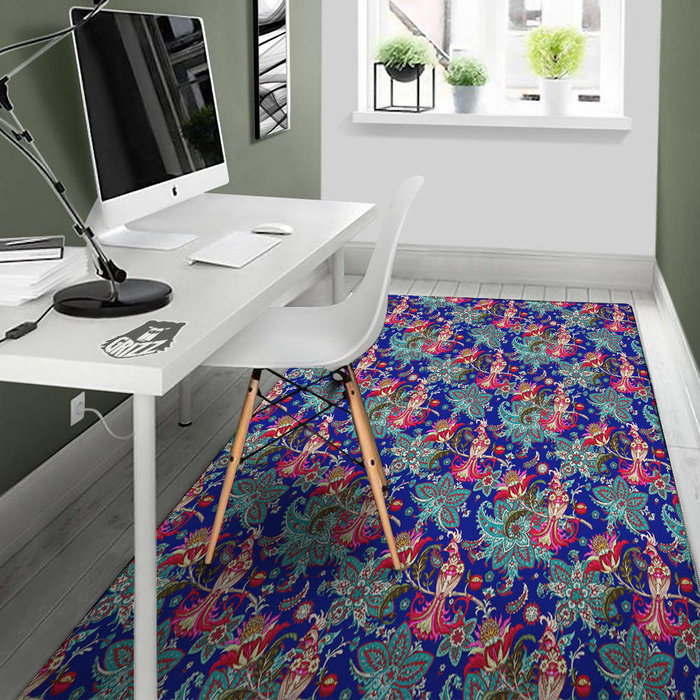 Bird Of Paradise Ethnic Print Pattern Floor Mat-grizzshop
