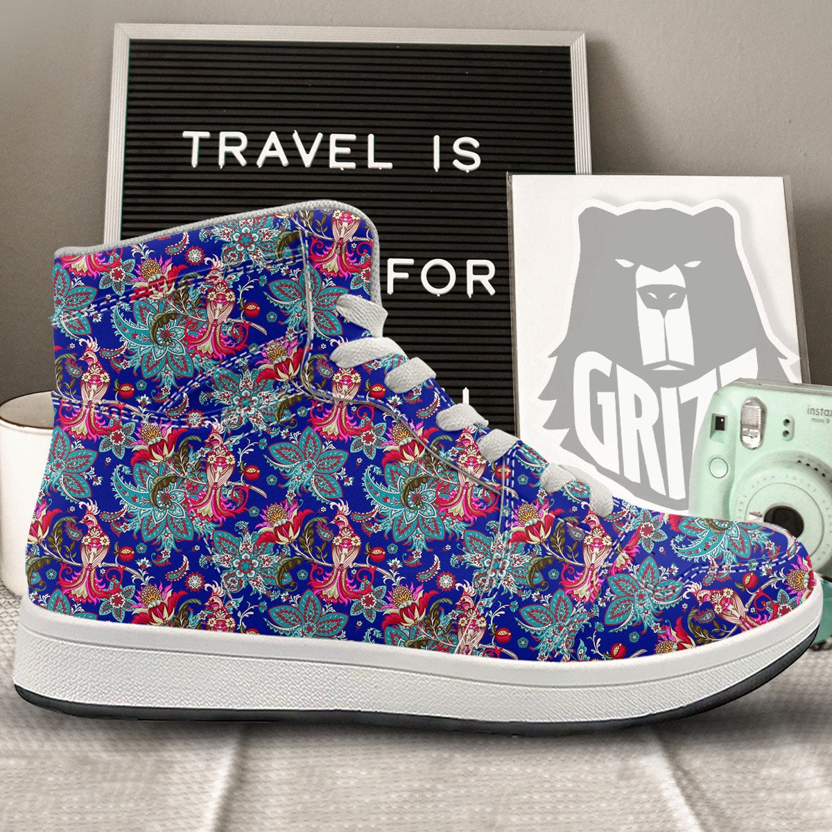 Bird Of Paradise Ethnic Print Pattern High Top Sneakers-grizzshop
