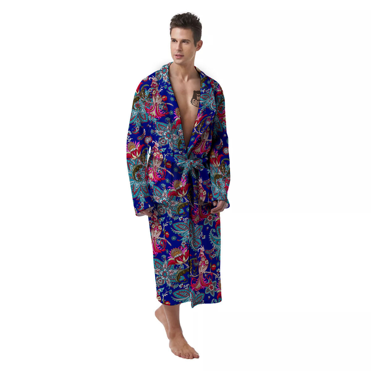 Bird Of Paradise Ethnic Print Pattern Men's Robe-grizzshop