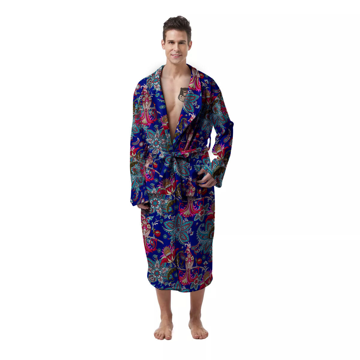 Bird Of Paradise Ethnic Print Pattern Men's Robe-grizzshop