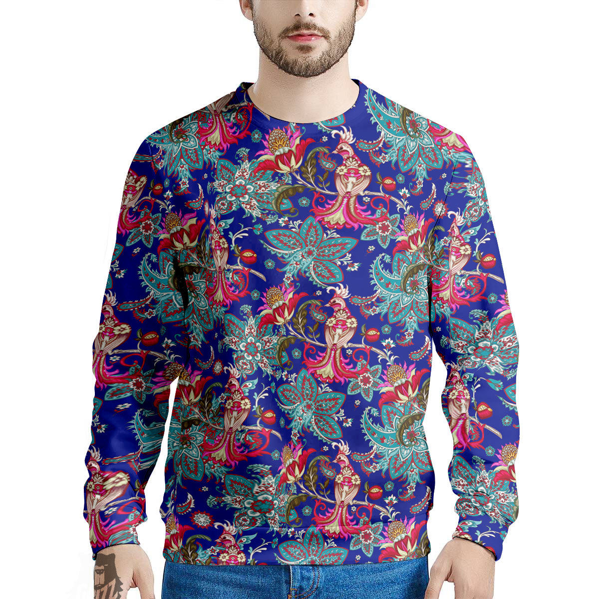 Bird Of Paradise Ethnic Print Pattern Men's Sweatshirt-grizzshop
