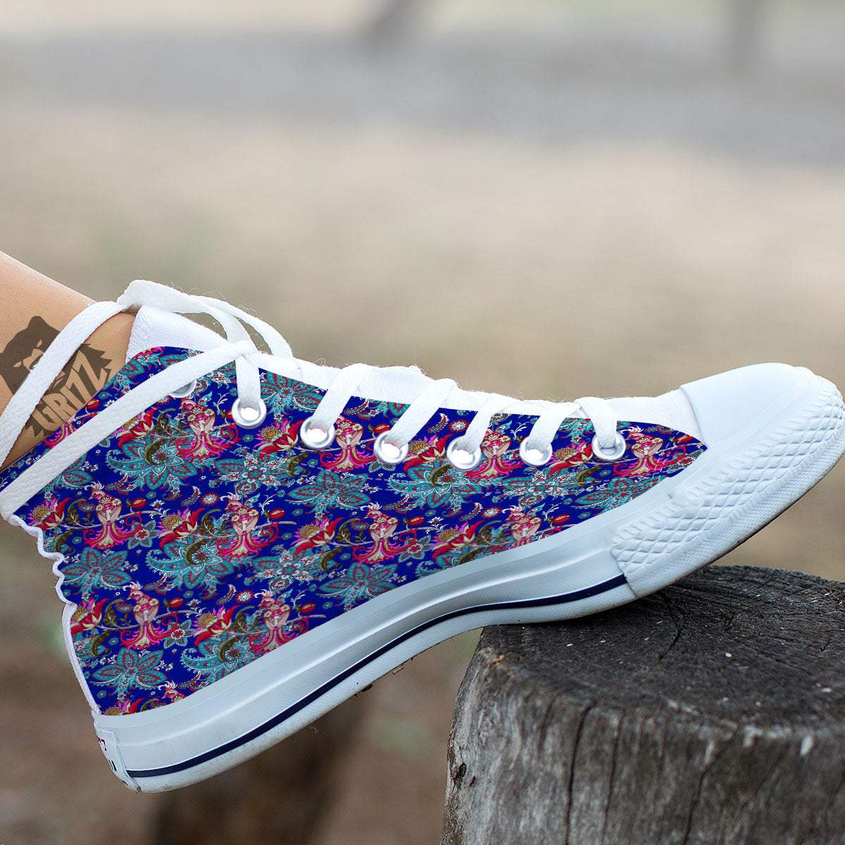 Bird Of Paradise Ethnic Print Pattern White High Top Shoes-grizzshop