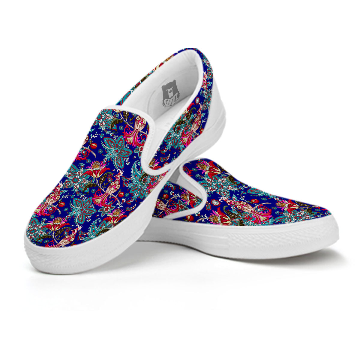 Bird Of Paradise Ethnic Print Pattern White Slip On Shoes-grizzshop