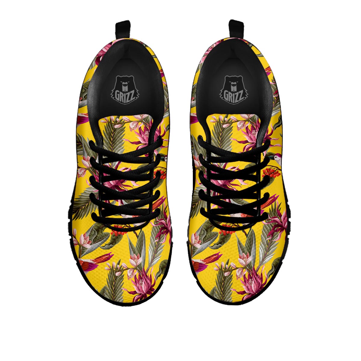 Bird Tropical Of Paradise Print Pattern Black Sneaker-grizzshop