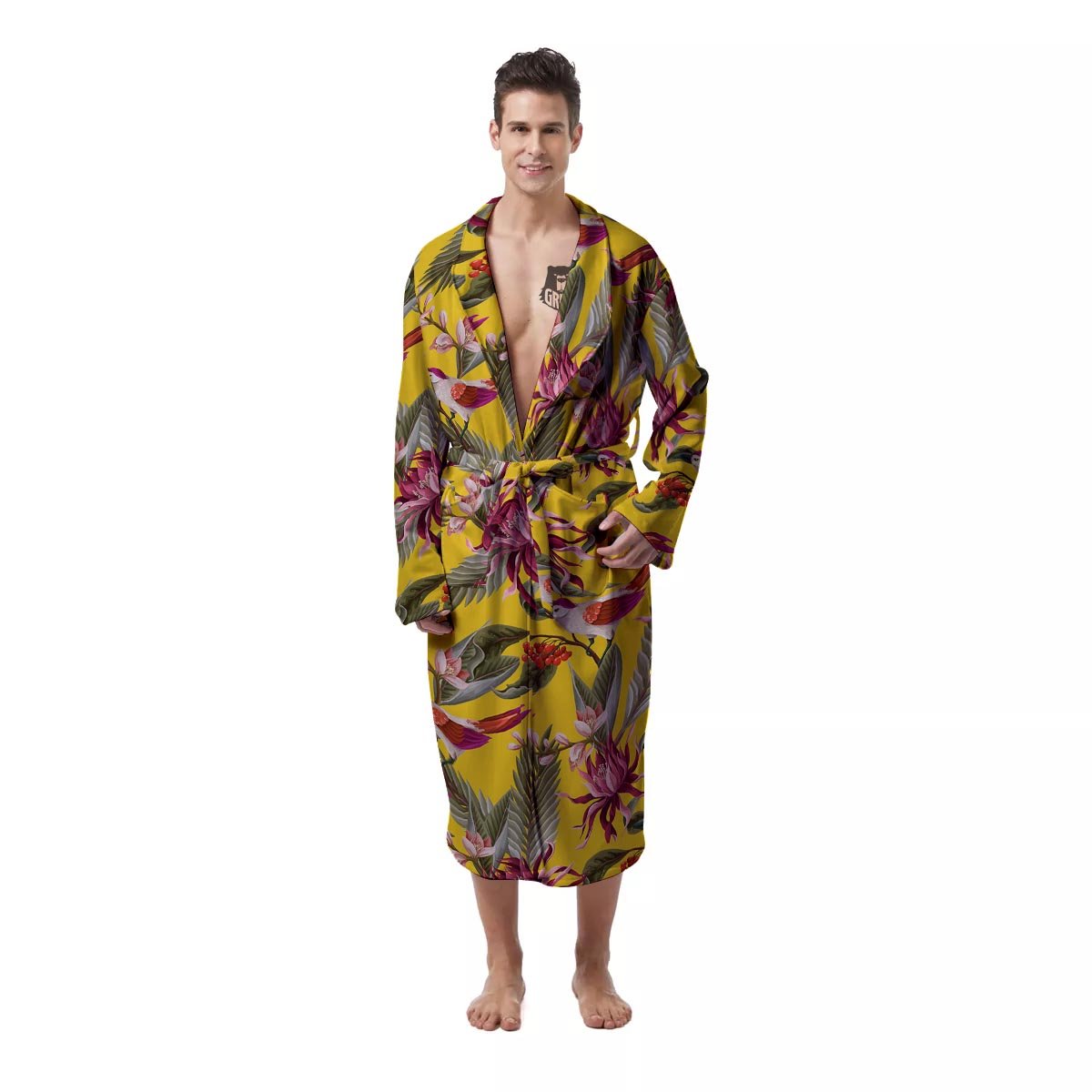 Bird Tropical Of Paradise Print Pattern Men's Robe-grizzshop
