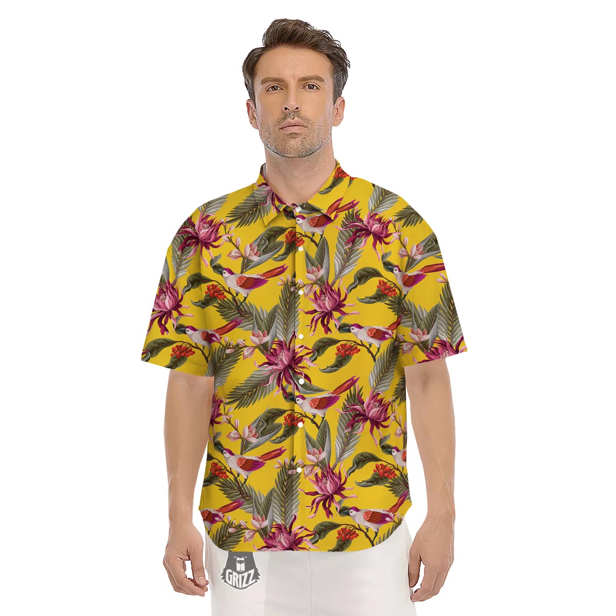 Bird Tropical Of Paradise Print Pattern Men's Short Sleeve Shirts-grizzshop