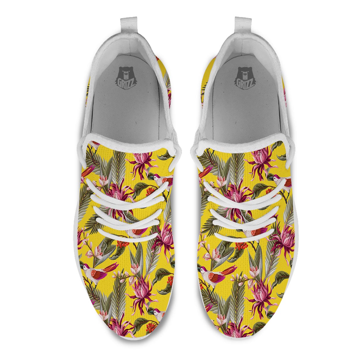 Bird Tropical Of Paradise Print Pattern White Athletic Shoes-grizzshop