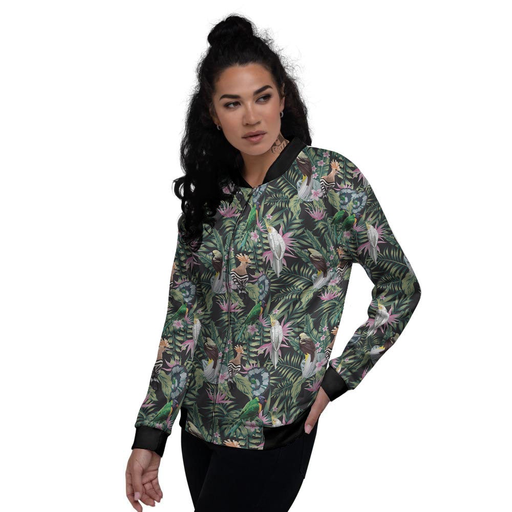 Birds Hawaiian Tropical Print Pattern Women's Bomber Jacket-grizzshop