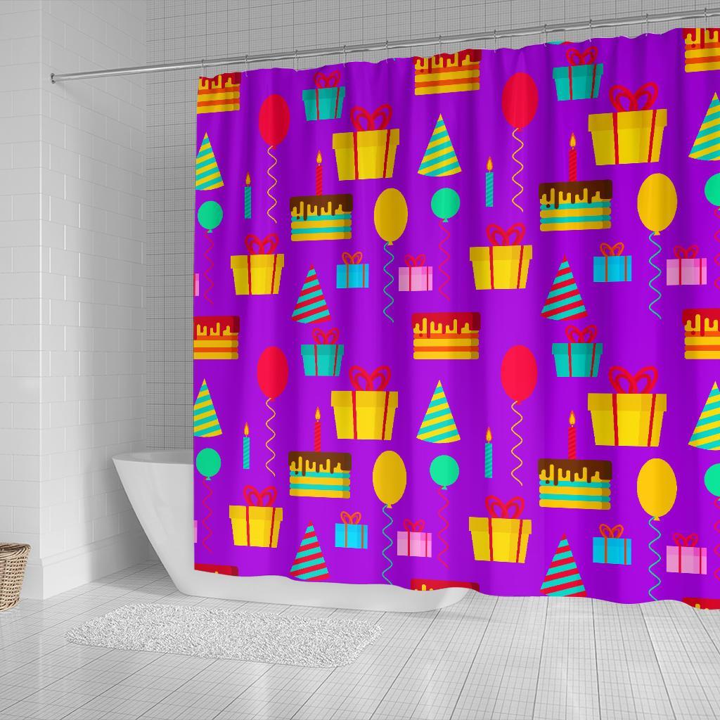 Birthday Pattern Print Bathroom Shower Curtain-grizzshop