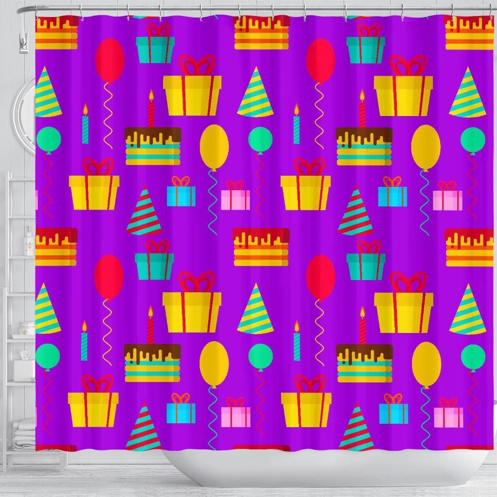 Birthday Pattern Print Bathroom Shower Curtain-grizzshop