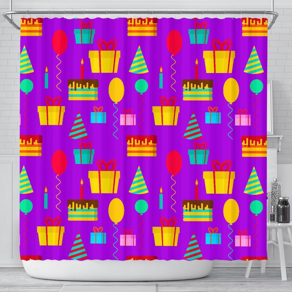 Birthday Pattern Print Bathroom Shower Curtain-grizzshop