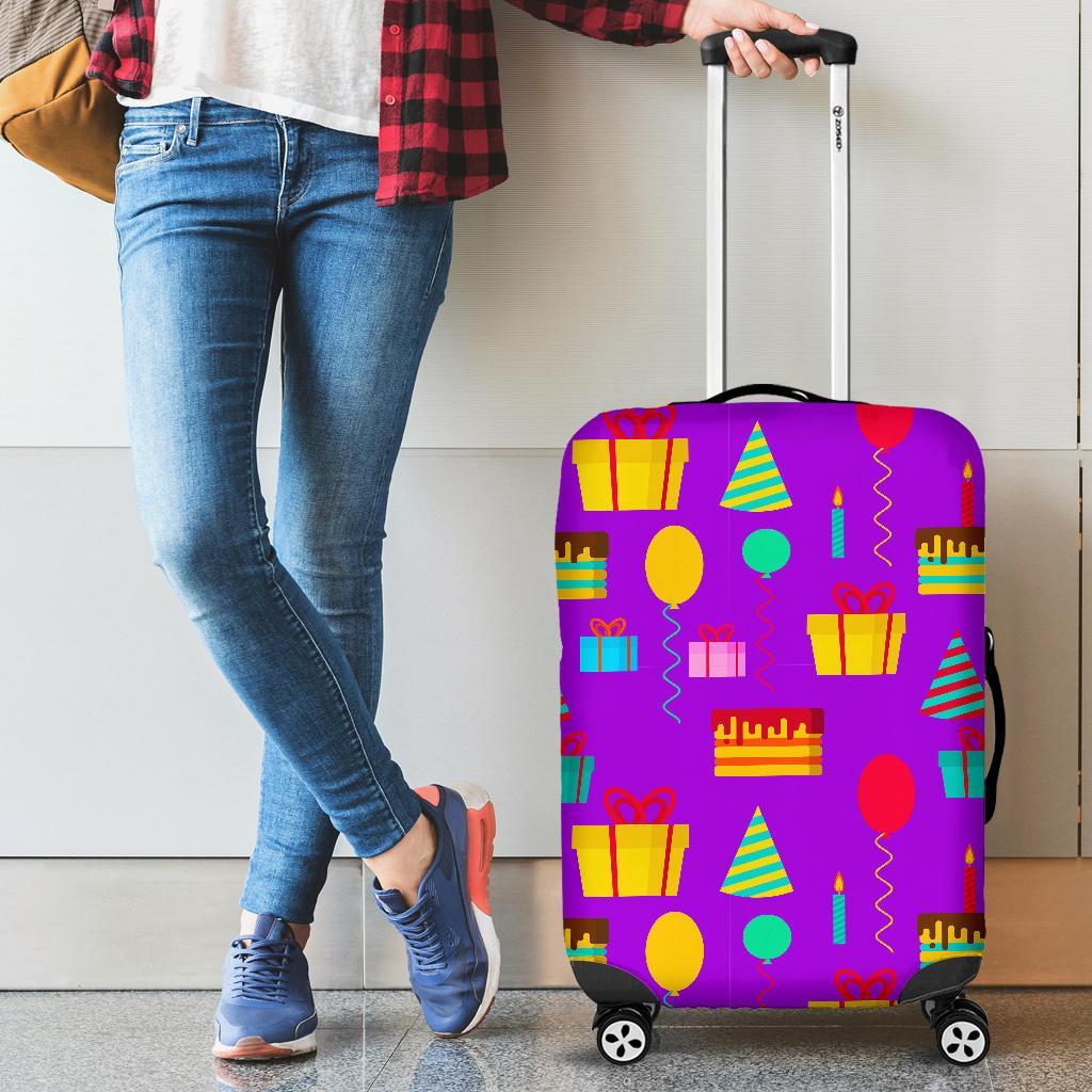 Birthday Pattern Print Luggage Cover Protector-grizzshop