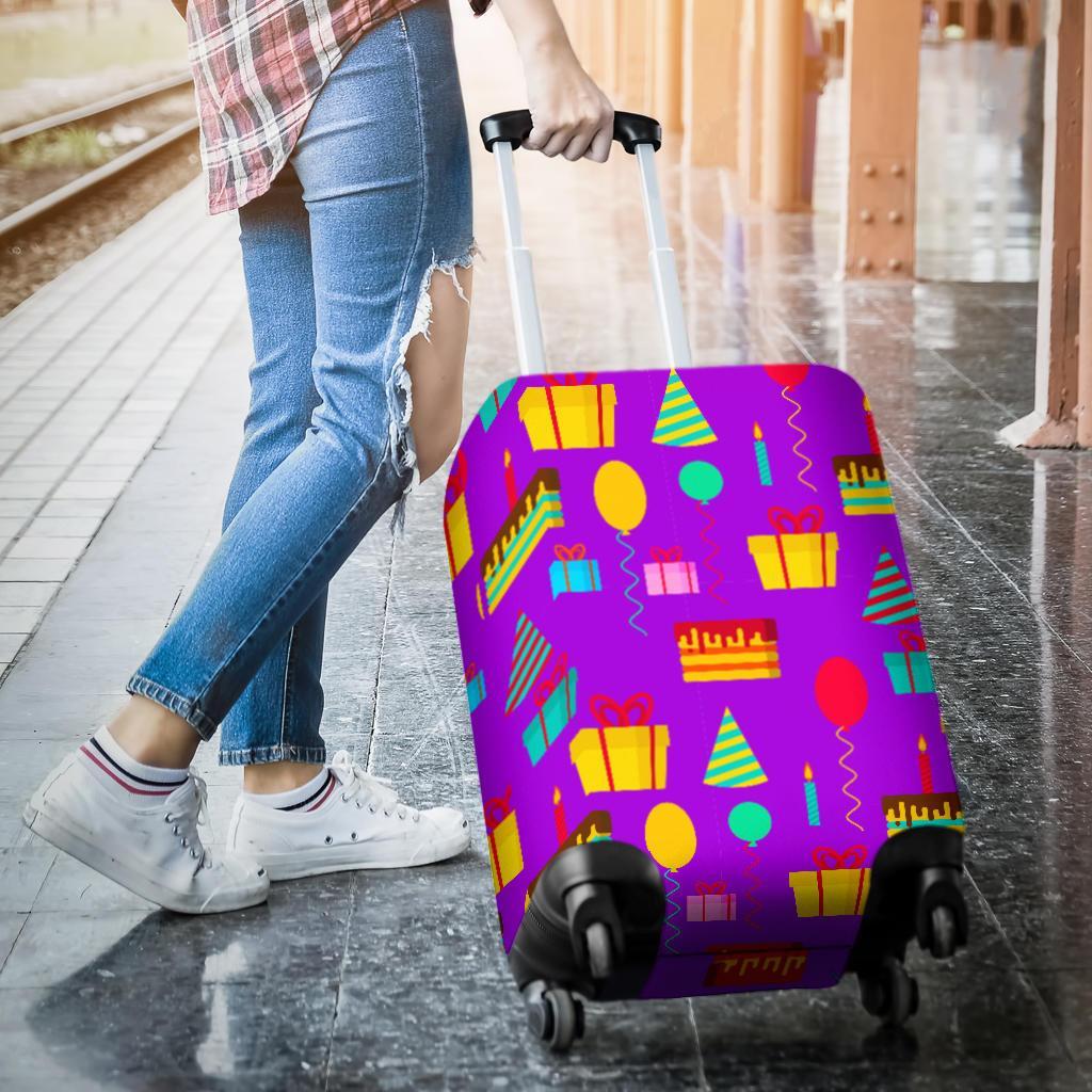 Birthday Pattern Print Luggage Cover Protector-grizzshop