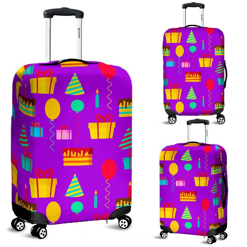 Birthday Pattern Print Luggage Cover Protector-grizzshop