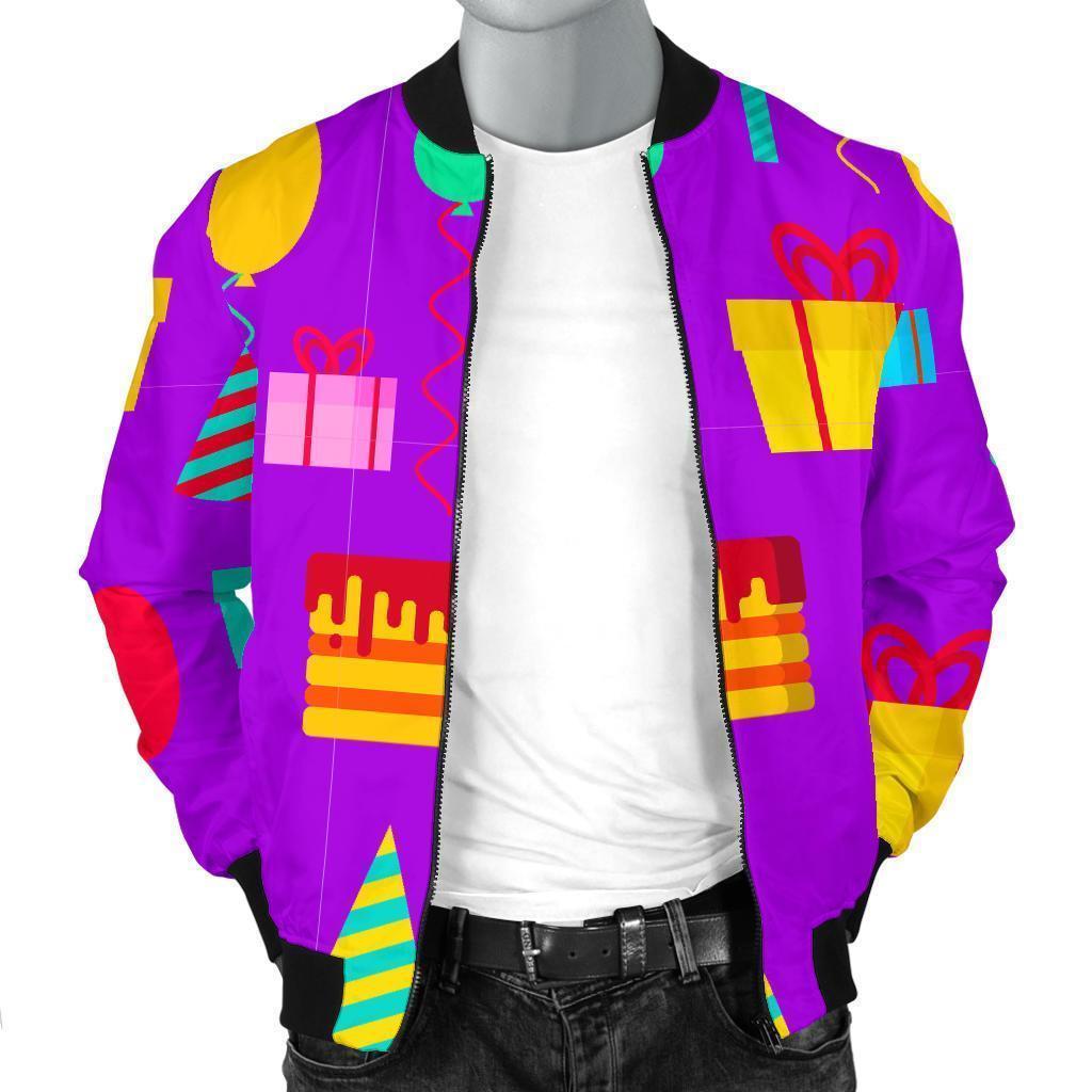Birthday Pattern Print Men's Bomber Jacket-grizzshop